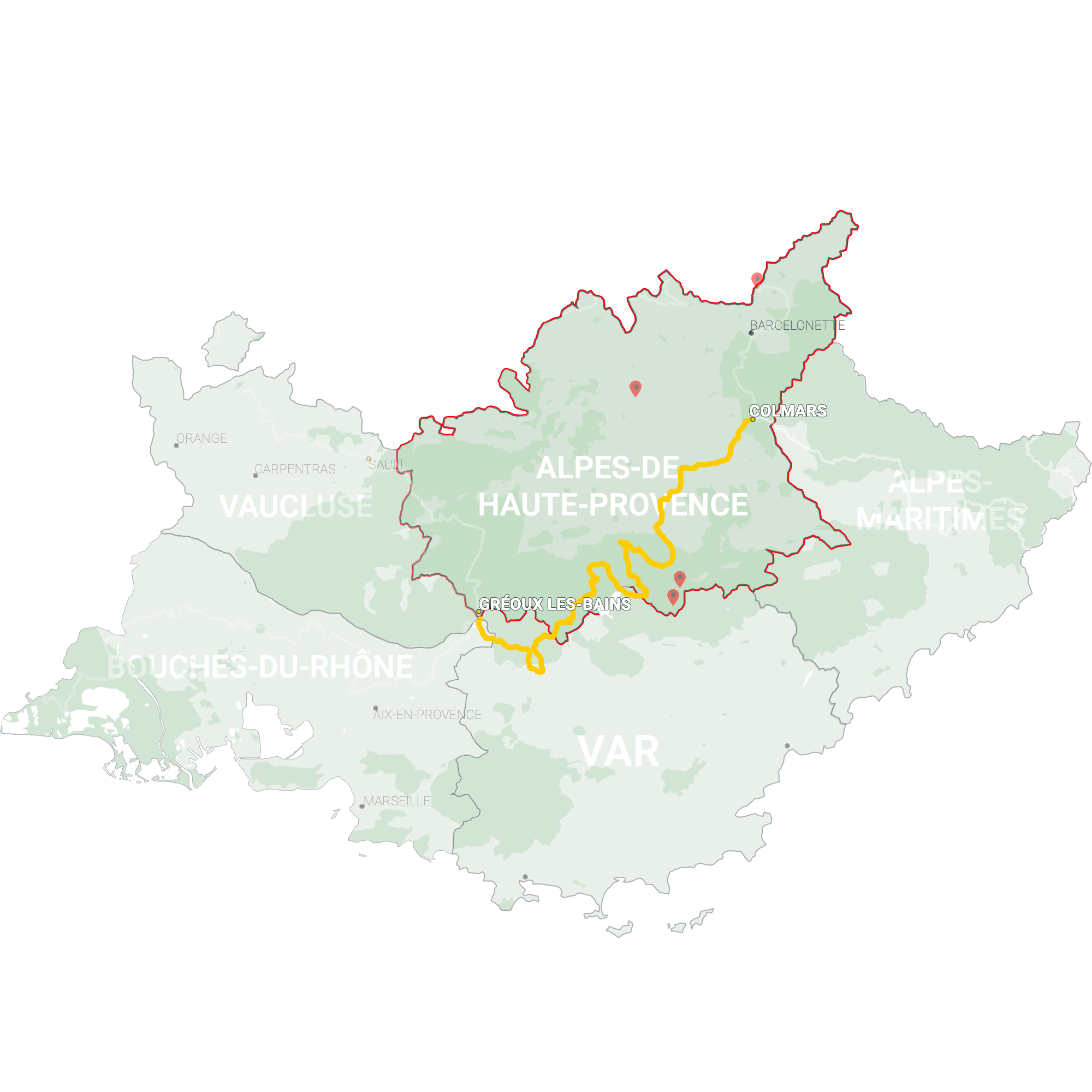 GLR 6 Region Alpes-de-Haute-Provence Map Overview