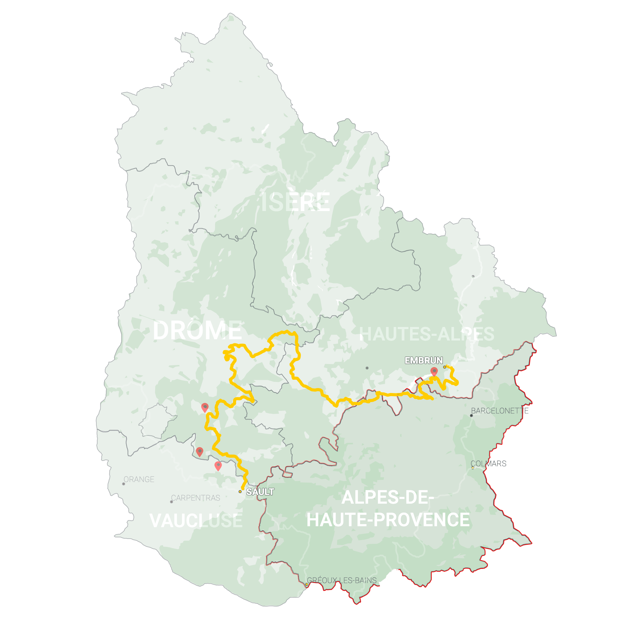 GLR 7 Region Alpes-de-Haute-Provence Map Overview