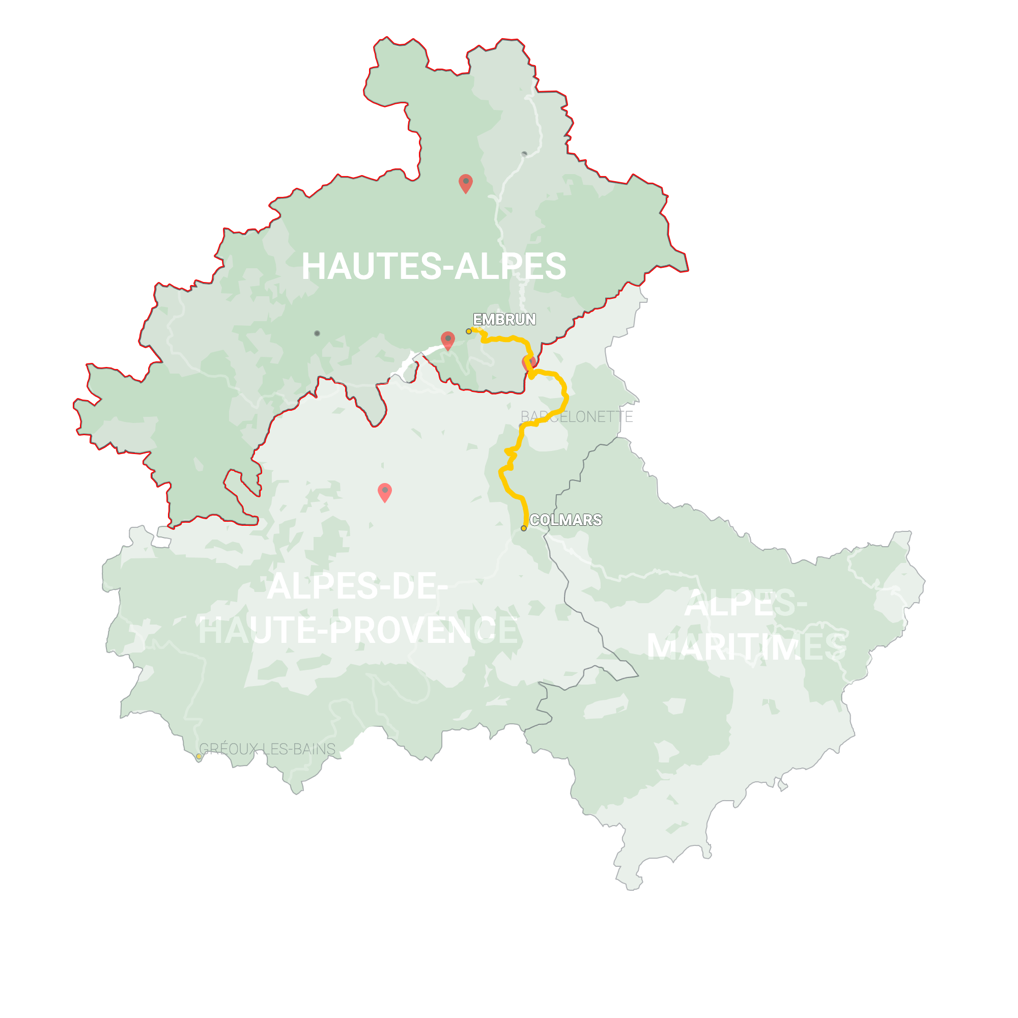 GLR 8 Region Hautes-Alpes Map Overview
