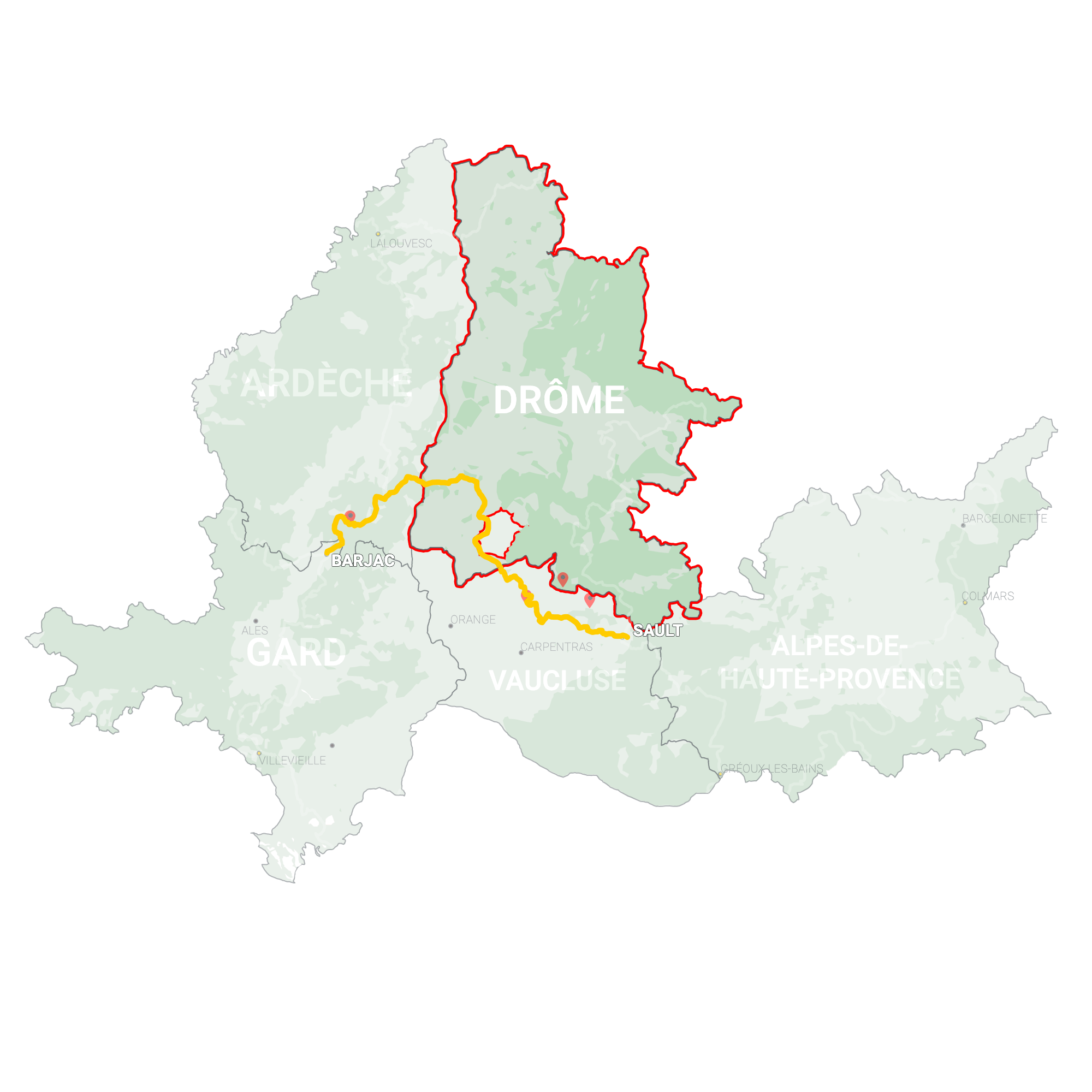 GLR 4 Region Drôme Map Overview