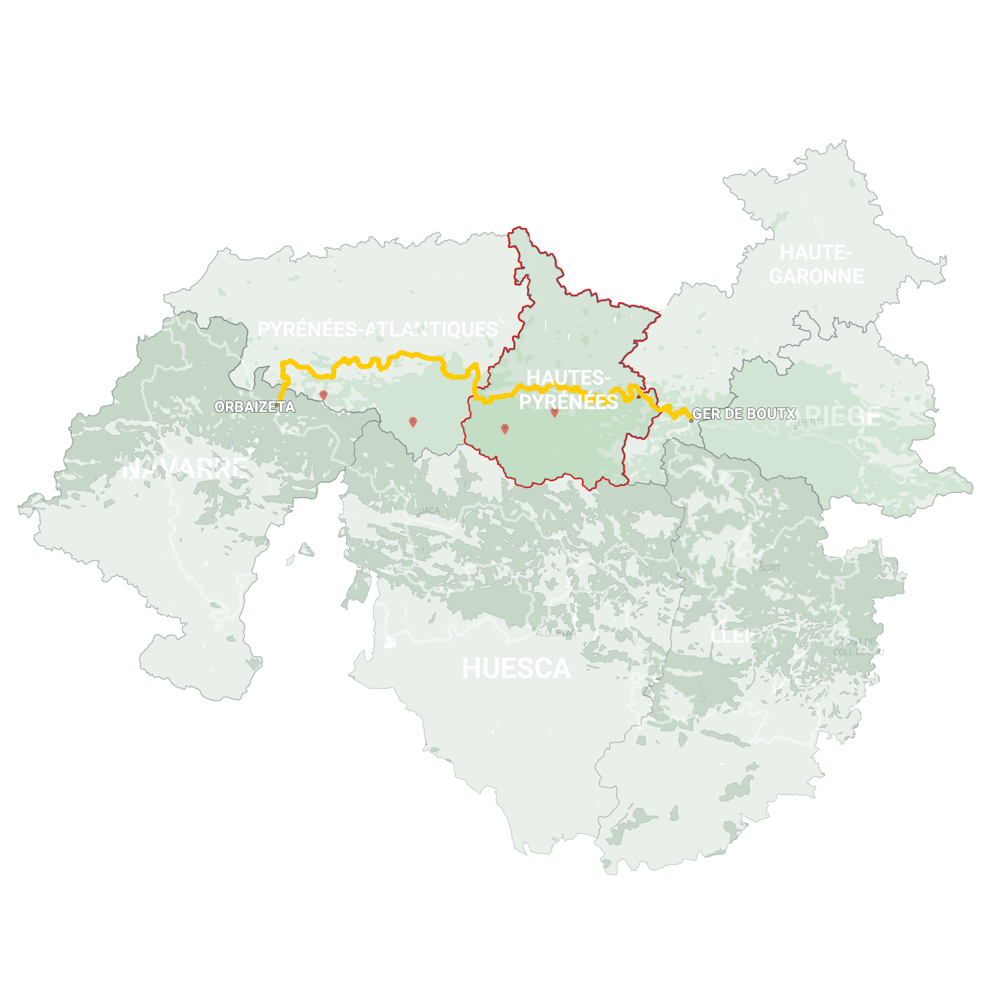 GLR 20 Region Hautes-Pyrénées Map Overview